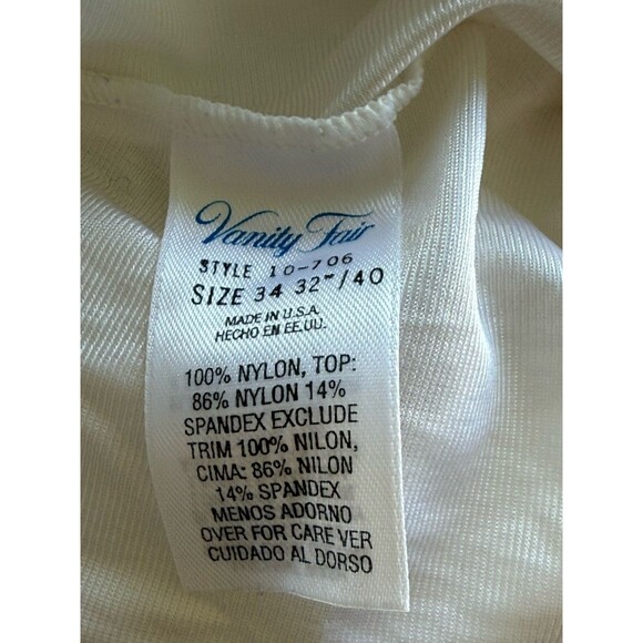 Vintage Vanity Fair White Ivory Full Slip 34 32" /40 Nylon Spandex Lingerie - Picture 3 of 3